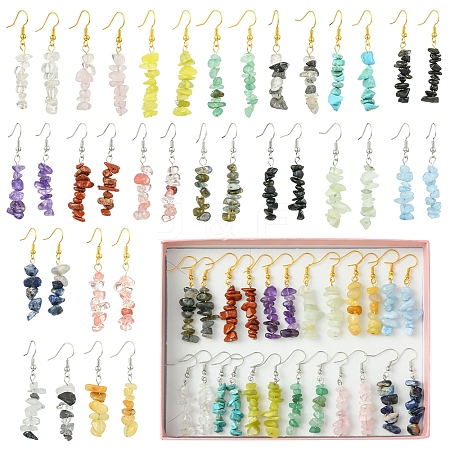 Natural & Synthetic Gemstone Dangle Earrings EJEW-FS00056-1