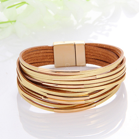 Two Tone Imitation Leather Multi-strand Bracelets for Women WGE2A7B-06-1