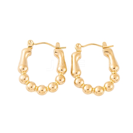 Ion Plating(IP) 304 Stainless Steel Oval Hoop Earrings for Women EJEW-P279-13G-1