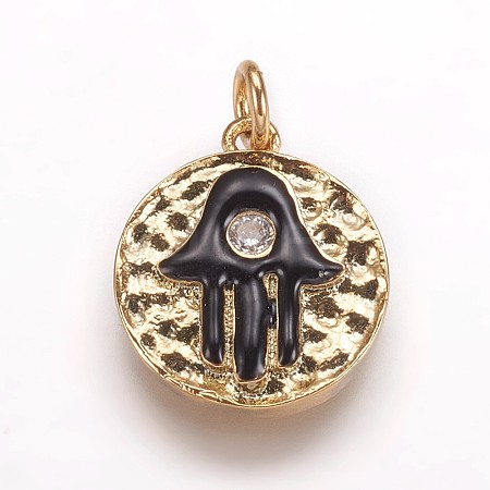 Hammered Brass Pendants KK-K207-03G-1