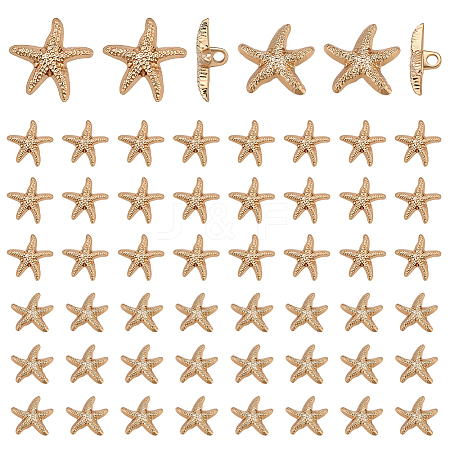 60Pcs 2 Styles 1-Hole Alloy Shank Buttons BUTT-PH0001-79KCG-1