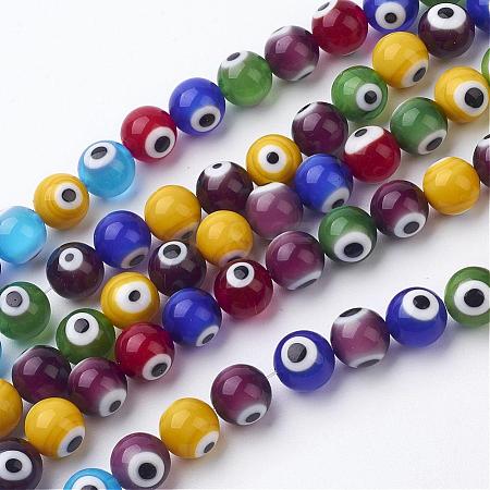 Handmade Evil Eye Lampwork Beads Strands LAMP-J082-M-10mm-1