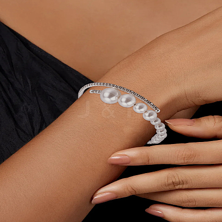 1Pc Alloy Resin Open Cuff Bangles for Women BJEW-LP0003-44-1