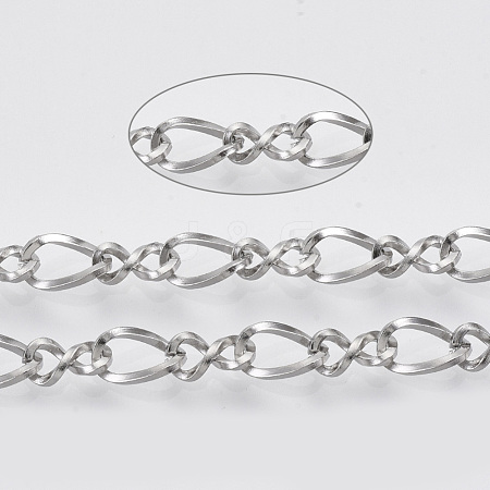 304 Stainless Steel Figaro Chains STAS-R100-18-1