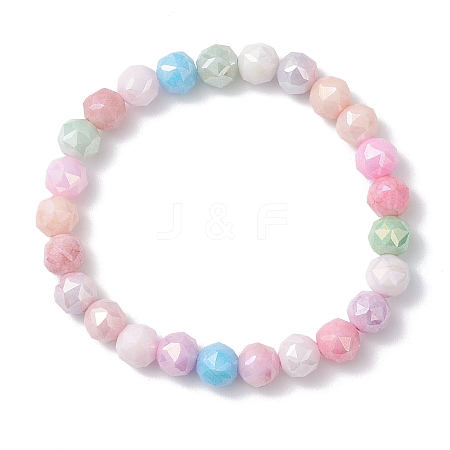 Electroplate Glass Round Beads Stretch Bracelets for Women BJEW-JB12630-02-1