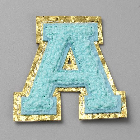 Letter A Computerized Towel Embroidery Cloth Self Adhesive Patches PATC-WH0007-37B-08-1