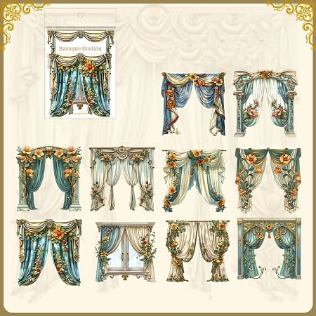 Beautiful Day Sticker Baroque Curtain Series European Retro Creative Curtain Decoration Hollow Hard Card For Journal PW-WGDFA3E-05-1