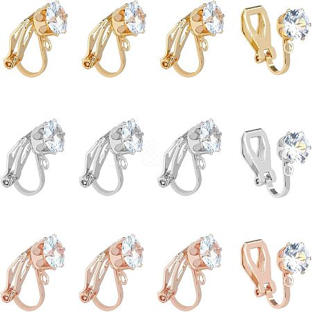 SUPERFINDINGS 30Pcs 3 Colors Brass Clip-on Earring Findings KK-FH0004-55-1