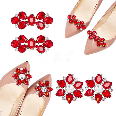 ARRICRAFT 4Pcs 2 Style Flower Glass Rhinestone Shoe Decoration AJEW-AR0001-79A-1