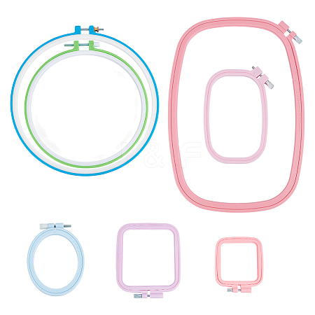 7Pcs 7 Styles Adjustable ABS Plastic Embroidery Hoops EMBR-OC0001-01-1