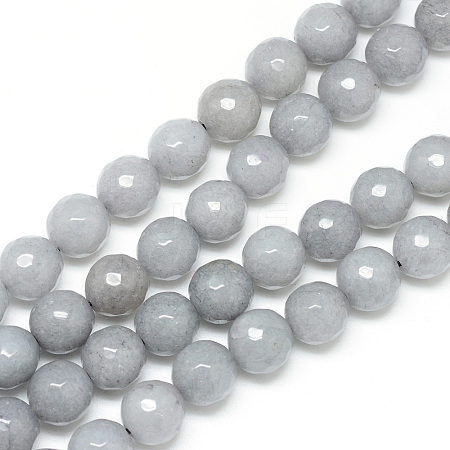 Natural White Jade Bead Strands G-R346-8mm-10-1