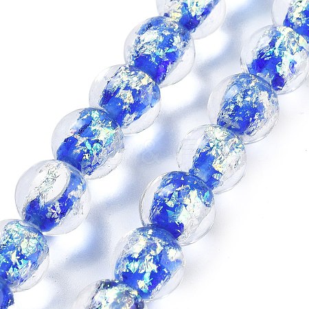 Handmade Foil Lampwork Beads Strands FOIL-K003-06B-24-1