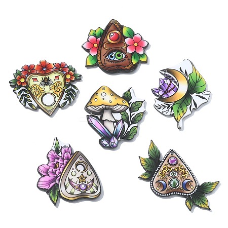 12Pcs 6 Style Acrylic Pendants MACR-CJ0001-68-1