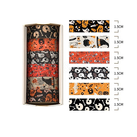 6 Rolls Halloween Theme Paper Decorative Paper Tapes Set STIC-H002-10A-1