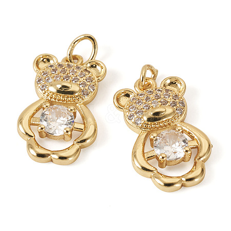 2Pcs Brass Micro Pave Cubic Zirconia Pendants KK-TA0002-81D-1