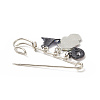 Halloween Skull & Witch Hat & Lip Alloy Enamel Charms Safety Pin Brooch JEWB-BR00089-5
