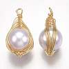 ABS Plastic Imitation Pearl Pendants X-KK-T038-446G-2