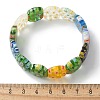 Handmade Millefiori Lampwork Beaded Stretch Bracelets for Men Women BJEW-G738-01A-01-5