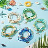 2 Bags Summer Beach Glass Seed Beaded & Natural Shell & Alloy Starfish Charm Anklet Sets AJEW-TA0003-69F-9