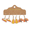 3 Pairs Turkey & Pumpkin & Sandwich Alloy Enamel Dangle Earrings Set for Thanksgiving Outfit WX6718-2-1