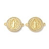 Rack Plating Brass Cubic Zirconia Saint Benedict Connector Charm KK-C084-01G-G-1