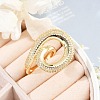 Brass Micro Pave Clear Cubic Zirconia Cuff Rings for Women Men RJEW-Z080-04G-2