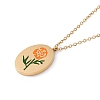 Enamel Oval with Birth Flower Pendant Necklace STAS-H174-02G-J-2