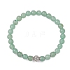 4Pcs 4 Styles Opalite & Natural Tiger Eye & Green Aventurine & Carnelian(Dyed & Heated) Cross Round Beaded Stretch Bracelet Sets for Men Women BJEW-JB12266-4