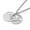 304 Stainless Steel Double Layer Pendant Necklaces NJEW-D047-05P-3