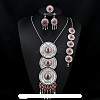 Flat Round Alloy with Resin Pendant Necklace & Stud Dangle Earring & Link Bracelet & Ring FS-WGB1F06-05-1