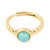 Round Natural Mixed Stone Adjustable Rings RJEW-Q817-03G-3