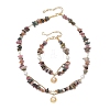Natural Multicolor Tourmaline Chips Beads Necklaces & Bracelets Sets for Women SJEW-JS01372-02-2