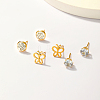 Elegant 3 Pairs Fashionable Casual Butterfly & Flat Round Brass Stud Earring Sets DU4921-3