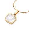 Synthetic Shell Rectangle Pendant Necklace NJEW-A004-10G-1