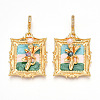 Brass Random Color Glass Pendants KK-Q030-05B-G-2