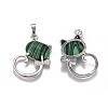 Synthetic Malachite Kitten Pendants G-L512-R17-2