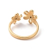 Ion Plating(IP) 304 Stainless Steel Flower Open Cuff Ring for Women RJEW-D120-07G-3