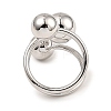 Rack Plating Brass Round Ball Beded Open Cuff Rings RJEW-D009-02P-2