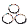 3Pcs Round Natural Mixed Gemstone Beads Stretch Bracelets BJEW-JB11243-2