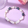 Natural Cultured Freshwater Pearl & Baroque Pearl Keshi Pearl & Shell Pearl Beads Stretch Bracelets for Women BJEW-JB13715-1