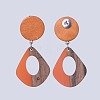 Resin & Wood Dangle Earrings EJEW-JE03028-05-2