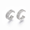 Brass Micro Pave Clear Cubic Zirconia Cuff Earrings EJEW-R114-025P-NF-3