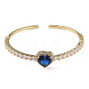 Cubic Zirconia Heart Open Cuff Bangle BJEW-N012-031B-2