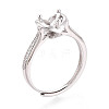 Rhodium Plated 925 Sterling Silver Micro Pave Cubic Zirconia Engagement Solitaire Ring Settings STER-N016-76P-1