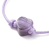 Natural Amethyst Heart Braided Cord Bracelet BJEW-JB07685-05-4