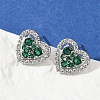 Heart Brass Micro Pave Cubic Zirconia Stud Earrings EJEW-M082-15P-2