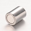 Textured 304 Stainless Steel Column Magnetic Clasps with Glue-in Ends STAS-I045-11RG-3