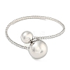 Rack Plating Brass Pave Clear Cubic Zirconia Round Ball Open Cuff Rings for Women BJEW-B110-04B-P-2