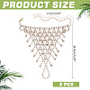 2Pcs Brass Rhinestone Chain Finger Rings Bracelet BJEW-ME0001-01G-2