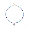 Alloy Enamel Evil Eye Pendant Necklace with Crystal Rhinestone NJEW-JN04206-2